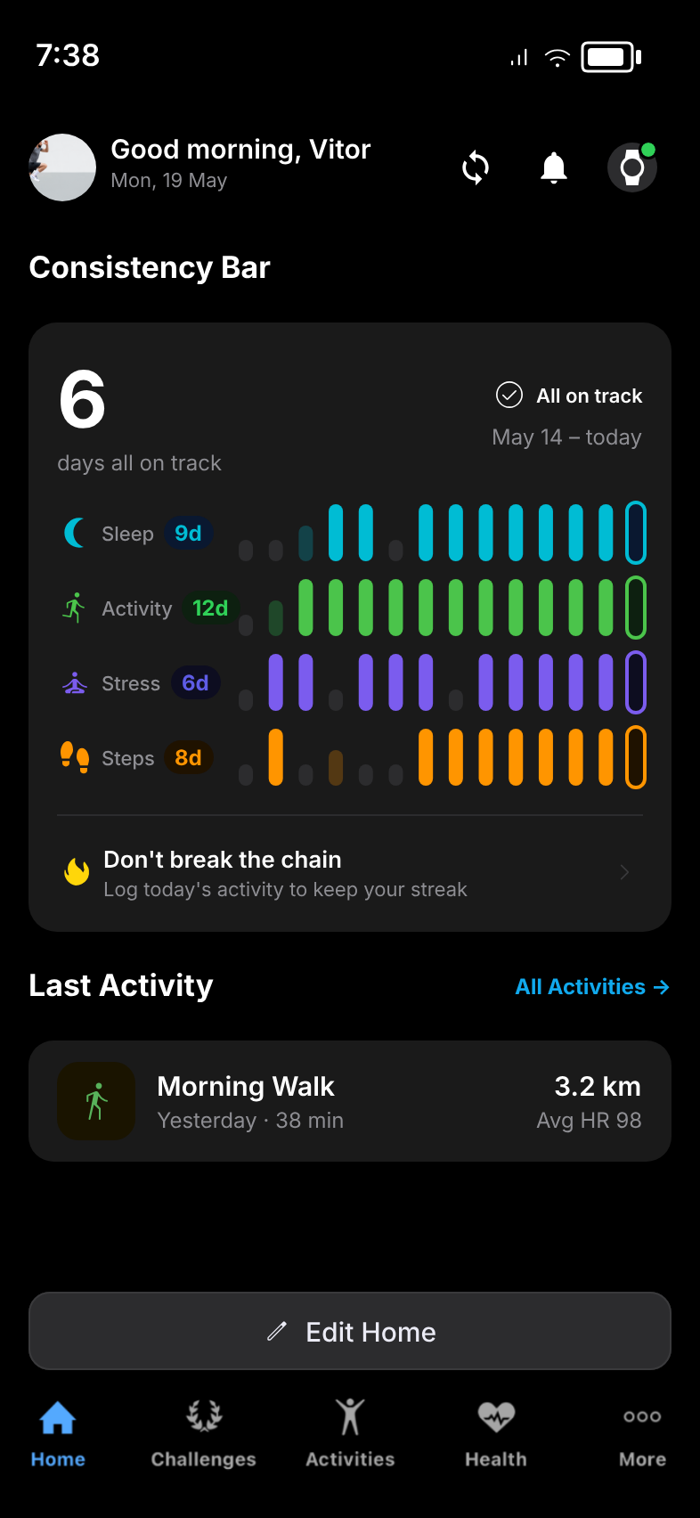 Garmin home scrolled