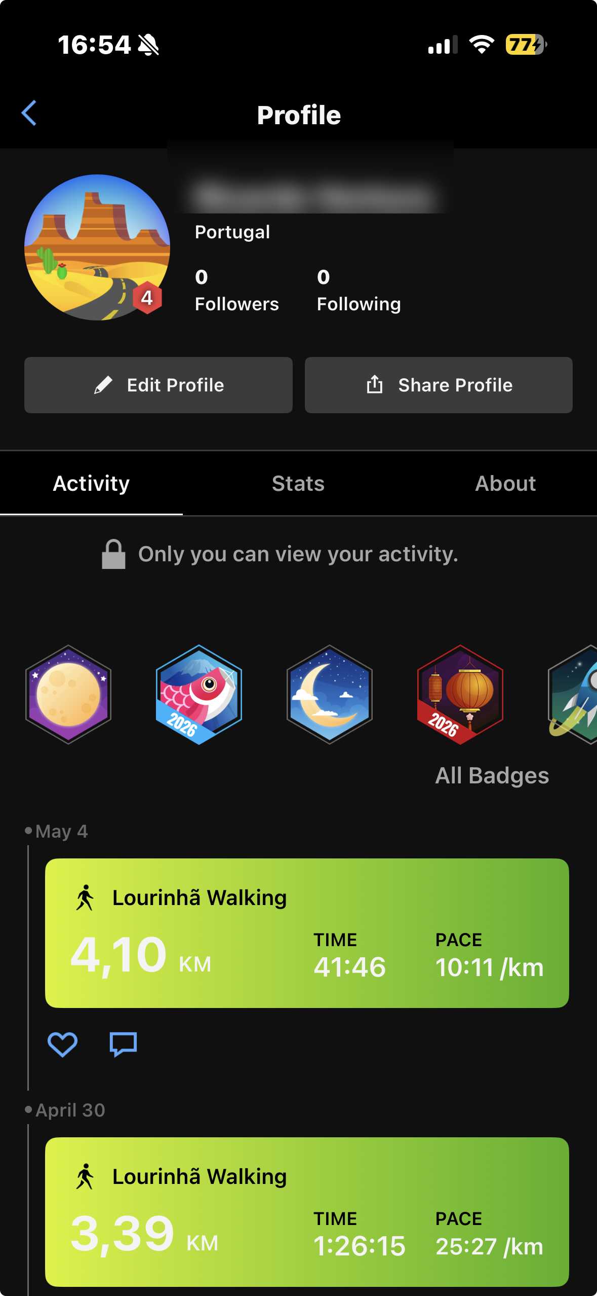 Garmin activities list